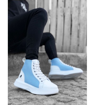 BA0256 Bağcıklı Erkek Yüksek Taban Beyaz Mavi Taban Spor Bot BA0256 Bağcıklı Erkek Yüksek Taban Beyaz Mavi Taban Spor Bot