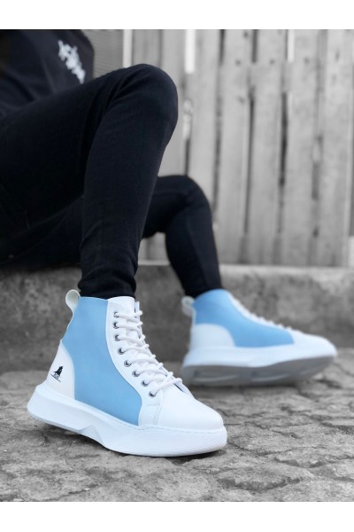 BA0256 Bağcıklı Erkek Yüksek Taban Beyaz Mavi Taban Spor Bot BA0256 Bağcıklı Erkek Yüksek Taban Beyaz Mavi Taban Spor Bot