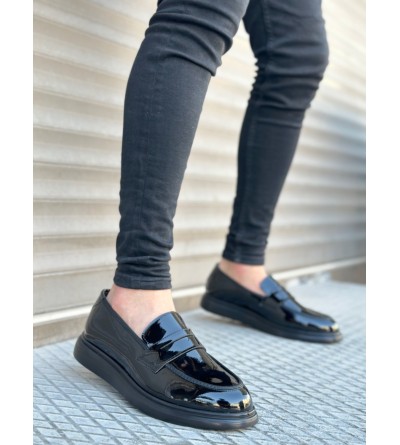 BA0316 Bağcıksız Yüksek Siyah Taban Klasik Rugan Corcik Erkek Ayakkabı BA0316 Bağcıksız Yüksek Siyah Taban Klasik Rugan Corcik Erkek Ayakkabı