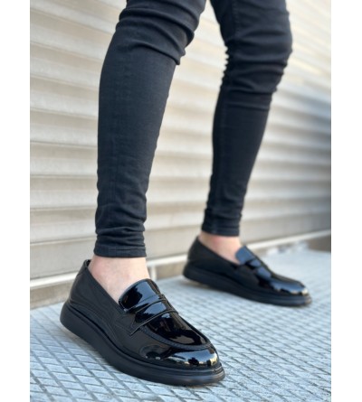 BA0316 Bağcıksız Yüksek Siyah Taban Klasik Rugan Corcik Erkek Ayakkabı BA0316 Bağcıksız Yüksek Siyah Taban Klasik Rugan Corcik Erkek Ayakkabı