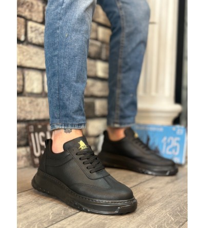 BA0327 BOA Siyah Kalın Yüksek Taban Bağcıklı Spor Erkek Ayakkabı BA0327 BOA Siyah Kalın Yüksek Taban Bağcıklı Spor Erkek Ayakkabı