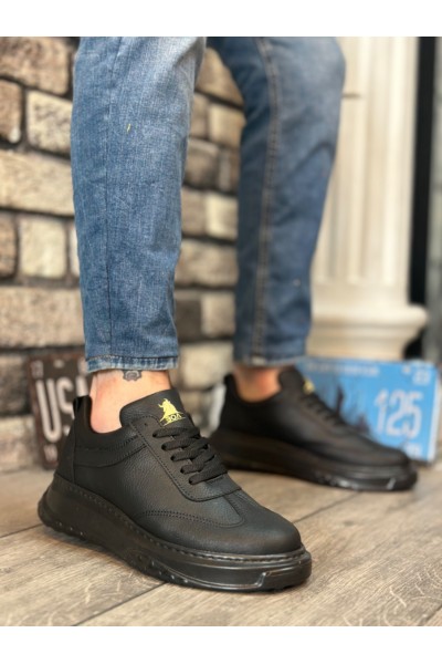 BA0327 BOA Siyah Kalın Yüksek Taban Bağcıklı Spor Erkek Ayakkabı BA0327 BOA Siyah Kalın Yüksek Taban Bağcıklı Spor Erkek Ayakkabı