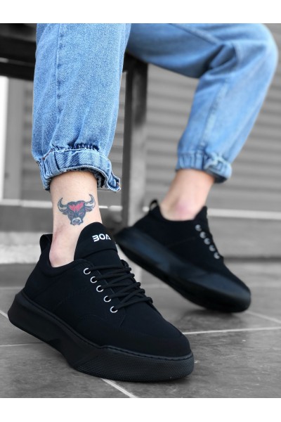 BA0163 Bağcıklı Erkek Yüksek Taban Siyah Spor Ayakkabı BA0163 Bağcıklı Erkek Yüksek Taban Siyah Spor Ayakkabı