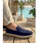 BA0251 %100 İçi Dışı Hakiki Deri Erkek Lacivert Süet Casual Loafer Kauçuk Rahat Taban Dikişli Ayakkabı