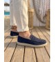 BA0251 %100 İçi Dışı Hakiki Deri Erkek Lacivert Süet Casual Loafer Kauçuk Rahat Taban Dikişli Ayakkabı