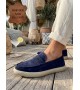 BA0251 %100 İçi Dışı Hakiki Deri Erkek Lacivert Süet Casual Loafer Kauçuk Rahat Taban Dikişli Ayakkabı