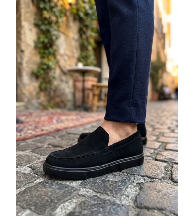 BA0241 Bağcıksız Yüksek Siyah Taban Süet Erkek Ayakkabı