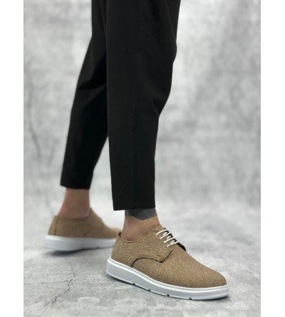 BA0003 Bağcıklı Klasik Spor Keten Hardal Beyaz Taban Casual Erkek Ayakkabı BA0003 Bağcıklı Klasik Spor Keten Hardal Beyaz Taban Casual Erkek Ayakkabı