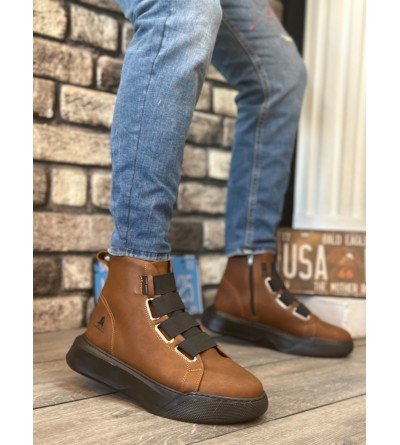 BA0142 Bantlı Erkek Yüksek Taban Kahverengi Spor Bot BA0142 Bantlı Erkek Yüksek Taban Kahverengi Spor Bot