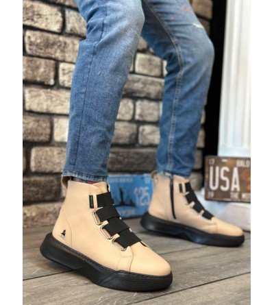 BA0142 Bantlı Erkek Yüksek Taban Krem Spor Bot BA0142 Bantlı Erkek Yüksek Taban Krem Spor Bot