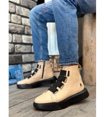BA0142 Bantlı Erkek Yüksek Taban Krem Spor Bot BA0142 Bantlı Erkek Yüksek Taban Krem Spor Bot