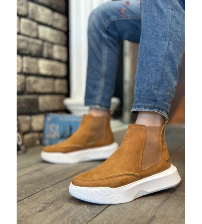 BA0150 Bağcıksız Erkek Taba Süet Beyaz Yüksek Taban Spor Bot BA0150 Bağcıksız Erkek Taba Süet Beyaz Yüksek Taban Spor Bot
