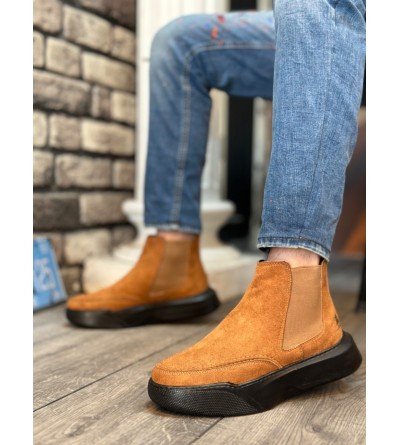 BA0150 Bağcıksız Erkek Taba Süet Siyah Yüksek Taban Spor Bot BA0150 Bağcıksız Erkek Taba Süet Siyah Yüksek Taban Spor Bot