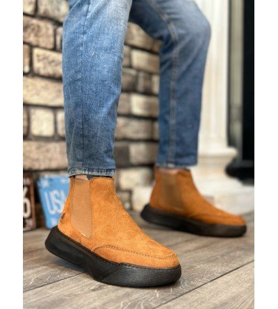 BA0150 Bağcıksız Erkek Taba Süet Siyah Yüksek Taban Spor Bot BA0150 Bağcıksız Erkek Taba Süet Siyah Yüksek Taban Spor Bot