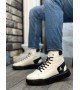 BA0155 Bağcıklı Erkek Yüksek Taban Beyaz Siyah Taban Spor Bot BA0155 Bağcıklı Erkek Yüksek Taban Beyaz Siyah Taban Spor Bot