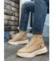 BA0155 Bağcıklı Erkek Yüksek Taban Krem Beyaz Taban Spor Bot BA0155 Bağcıklı Erkek Yüksek Taban Krem Beyaz Taban Spor Bot