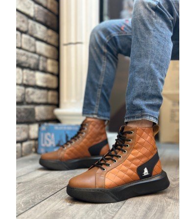 BA0159 Bağcıklı Koyu Taba Kapitone Erkek Yüksek Taban Spor Bot BA0159 Bağcıklı Koyu Taba Kapitone Erkek Yüksek Taban Spor Bot