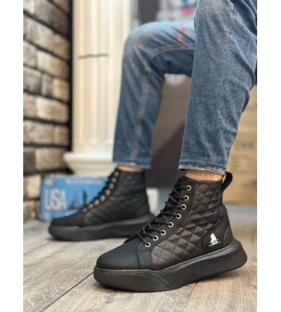 BA0159 Bağcıklı Siyah Kapitone Erkek Yüksek Taban Spor Bot BA0159 Bağcıklı Siyah Kapitone Erkek Yüksek Taban Spor Bot