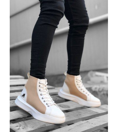 BA0256 Bağcıklı Erkek Yüksek Taban Beyaz Krem Taban Spor Bot BA0256 Bağcıklı Erkek Yüksek Taban Beyaz Krem Taban Spor Bot