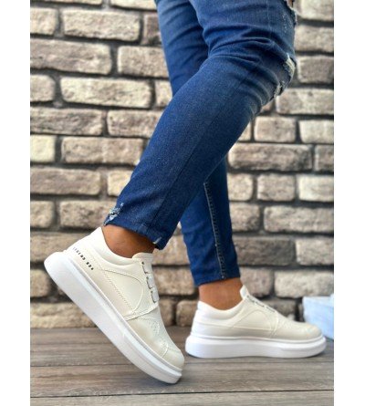 BA0302 Boa Kalın Taban Bağcıksız Tarz Casual Beyaz Erkek Ayakkabı BA0302 Boa Kalın Taban Bağcıksız Tarz Casual Beyaz Erkek Ayakkabı