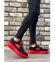 BA0302 Boa Kalın Taban Bağcıksız Tarz Casual Siyah Kırmızı Erkek Ayakkabı BA0302 Boa Kalın Taban Bağcıksız Tarz Casual Siyah Kırmızı Erkek Ayakkabı