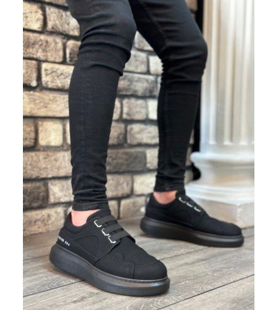 BA0302 Boa Kalın Taban Bağcıksız Tarz Casual Siyah Siyah Erkek Ayakkabı BA0302 Boa Kalın Taban Bağcıksız Tarz Casual Siyah Siyah Erkek Ayakkabı