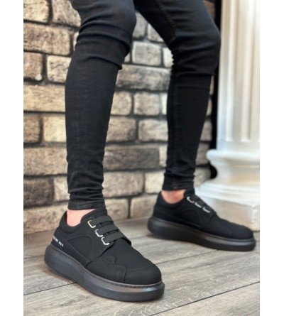 BA0302 Boa Kalın Taban Bağcıksız Tarz Casual Siyah Siyah Erkek Ayakkabı BA0302 Boa Kalın Taban Bağcıksız Tarz Casual Siyah Siyah Erkek Ayakkabı