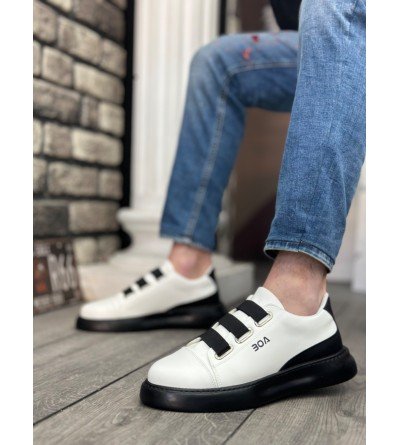 BA0329 3 Bant Beyaz Siyah Detaylı Kalın Taban Casual Erkek Ayakkabı BA0329 3 Bant Beyaz Siyah Detaylı Kalın Taban Casual Erkek Ayakkabı