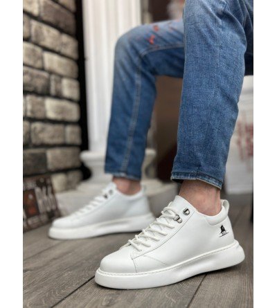 BA0331 Bağcıklı Erkek Yüksek Taban Beyaz Cilt Spor Ayakkabı BA0331 Bağcıklı Erkek Yüksek Taban Beyaz Cilt Spor Ayakkabı