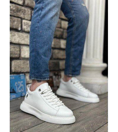 BA0331 Bağcıklı Erkek Yüksek Taban Beyaz Cilt Spor Ayakkabı BA0331 Bağcıklı Erkek Yüksek Taban Beyaz Cilt Spor Ayakkabı