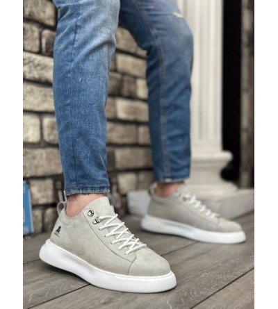 BA0331 Bağcıklı Erkek Yüksek Taban Gri Süet Beyaz Taban Spor Ayakkabı BA0331 Bağcıklı Erkek Yüksek Taban Gri Süet Beyaz Taban Spor Ayakkabı