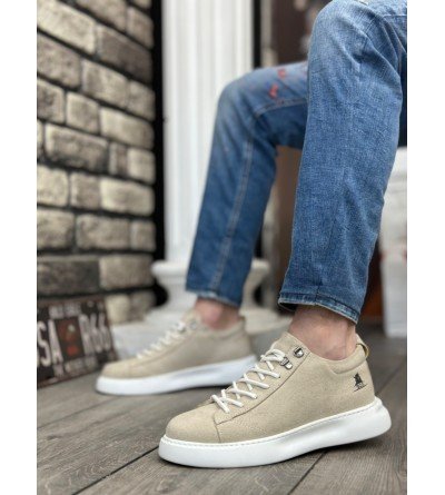 BA0331 Bağcıklı Erkek Yüksek Taban Krem Süet Beyaz Taban Spor Ayakkabı BA0331 Bağcıklı Erkek Yüksek Taban Krem Süet Beyaz Taban Spor Ayakkabı