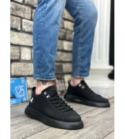 BA0331 Bağcıklı Erkek Yüksek Taban Siyah Cilt Spor Ayakkabı BA0331 Bağcıklı Erkek Yüksek Taban Siyah Cilt Spor Ayakkabı