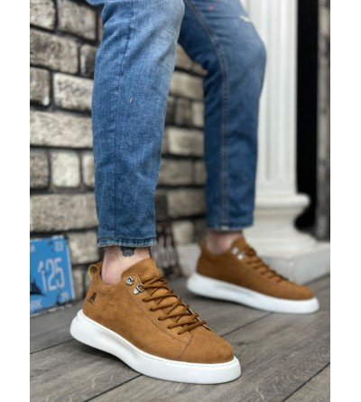BA0331 Bağcıklı Erkek Yüksek Taban Taba Süet Beyaz Taban Spor Ayakkabı BA0331 Bağcıklı Erkek Yüksek Taban Taba Süet Beyaz Taban Spor Ayakkabı