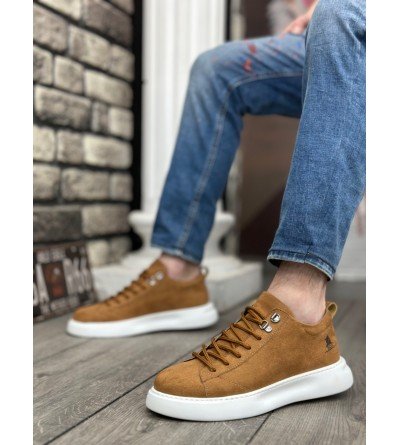 BA0331 Bağcıklı Erkek Yüksek Taban Taba Süet Beyaz Taban Spor Ayakkabı BA0331 Bağcıklı Erkek Yüksek Taban Taba Süet Beyaz Taban Spor Ayakkabı