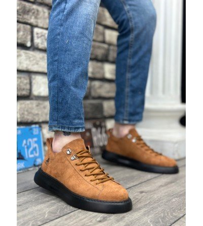 BA0331 Bağcıklı Erkek Yüksek Taban Taba Süet Siyah Taban Spor Ayakkabı BA0331 Bağcıklı Erkek Yüksek Taban Taba Süet Siyah Taban Spor Ayakkabı