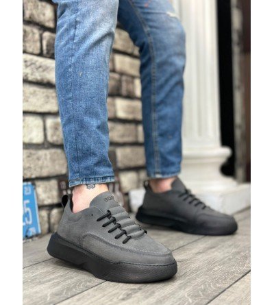 BA0332 Merdiven Desen Bağcıklı Erkek Yüksek Taban Füme Cilt Spor Ayakkabı BA0332 Merdiven Desen Bağcıklı Erkek Yüksek Taban Füme Cilt Spor Ayakkabı