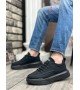 BA0332 Merdiven Desen Bağcıklı Erkek Yüksek Taban Siyah Cilt Siyah Taban Spor Ayakkabı BA0332 Merdiven Desen Bağcıklı Erkek Yüksek Taban Siyah Cilt Siyah Taban Spor Ayakkabı