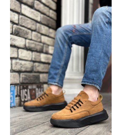 BA0332 Merdiven Desen Bağcıklı Erkek Yüksek Taban Taba Süet Siyah Taban Spor Ayakkabı BA0332 Merdiven Desen Bağcıklı Erkek Yüksek Taban Taba Süet Siyah Taban Spor Ayakkabı