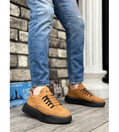 BA0332 Merdiven Desen Bağcıklı Erkek Yüksek Taban Taba Süet Siyah Taban Spor Ayakkabı BA0332 Merdiven Desen Bağcıklı Erkek Yüksek Taban Taba Süet Siyah Taban Spor Ayakkabı