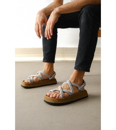 BA0343 Erkek Bodrum İp Halat Gri Günlük Sandalet BA0343 Erkek Bodrum İp Halat Gri Günlük Sandalet