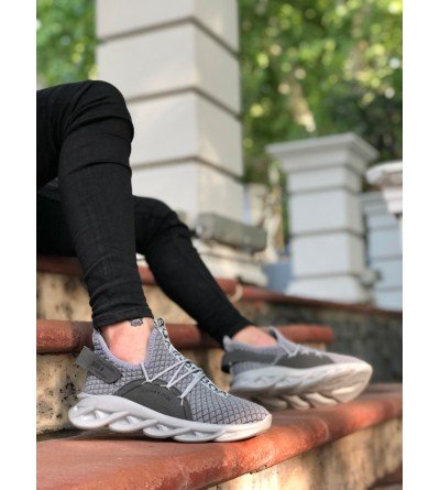 BA0350 Yüksek Taban Tarz Sneakers Cırt Detaylı Gri Erkek Spor Ayakkabısı BA0350 Yüksek Taban Tarz Sneakers Cırt Detaylı Gri Erkek Spor Ayakkabısı