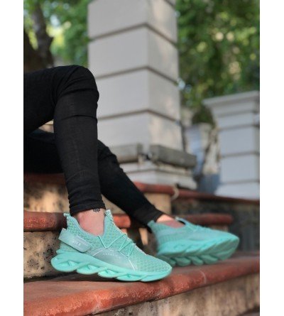 BA0350 Yüksek Taban Tarz Sneakers Cırt Detaylı Mint Yeşili Erkek Spor Ayakkabısı BA0350 Yüksek Taban Tarz Sneakers Cırt Detaylı Mint Yeşili Erkek Spor Ayakkabısı