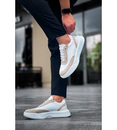 BA0354 Günlük Bağcıklı Erkek Krem Parçalı Beyaz Yüksek Taban Spor Ayakkabı BA0354 Günlük Bağcıklı Erkek Krem Parçalı Beyaz Yüksek Taban Spor Ayakkabı