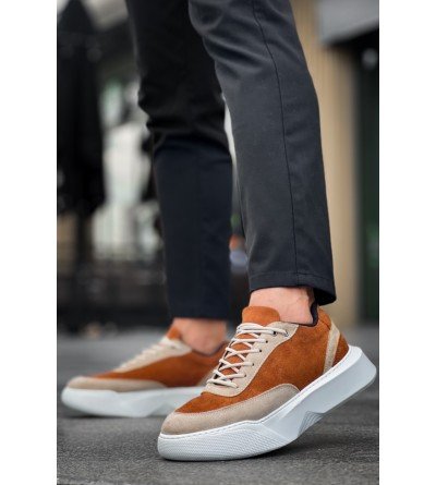 BA0354 Günlük Bağcıklı Erkek Yüksek Taban Krem Detaylı Taba Süet Spor Ayakkabı BA0354 Günlük Bağcıklı Erkek Yüksek Taban Krem Detaylı Taba Süet Spor Ayakkabı
