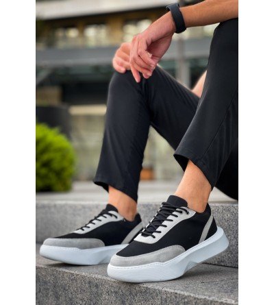 BA0354 Günlük Bağcıklı Erkek Gri Parçalı Siyah Yüksek Taban Spor Ayakkabı BA0354 Günlük Bağcıklı Erkek Gri Parçalı Siyah Yüksek Taban Spor Ayakkabı