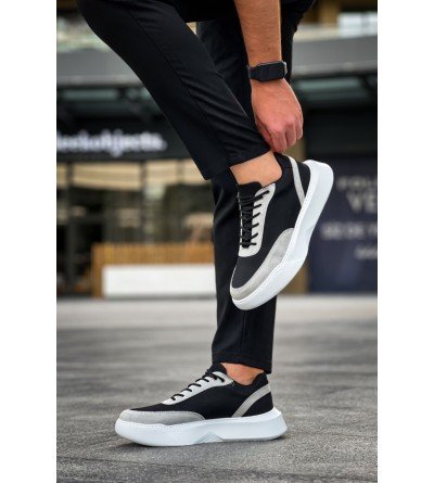 BA0354 Günlük Bağcıklı Erkek Gri Parçalı Siyah Yüksek Taban Spor Ayakkabı BA0354 Günlük Bağcıklı Erkek Gri Parçalı Siyah Yüksek Taban Spor Ayakkabı