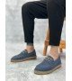 BA0358 BOA Doğal Deri Tozu Bağcıklı Kauçuk El Yapımı Espadril Taban Mavi Renk Erkek Ayakkabı BA0358 BOA Doğal Deri Tozu Bağcıklı Kauçuk El Yapımı Espadril Taban Mavi Renk Erkek Ayakkabı