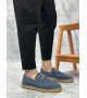 BA0358 BOA Doğal Deri Tozu Bağcıklı Kauçuk El Yapımı Espadril Taban Mavi Renk Erkek Ayakkabı BA0358 BOA Doğal Deri Tozu Bağcıklı Kauçuk El Yapımı Espadril Taban Mavi Renk Erkek Ayakkabı