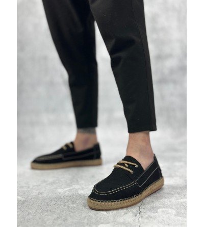BA0358 BOA Doğal Deri Tozu Bağcıklı Kauçuk El Yapımı Espadril Taban Siyah Renk Erkek Ayakkabı BA0358 BOA Doğal Deri Tozu Bağcıklı Kauçuk El Yapımı Espadril Taban Siyah Renk Erkek Ayakkabı